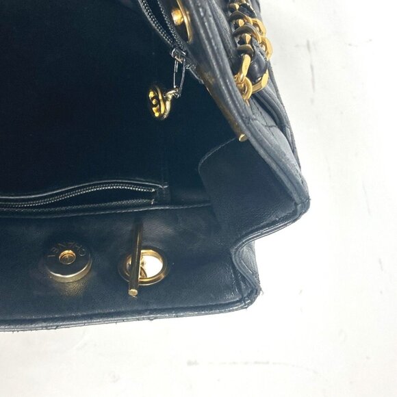 CHANEL Vintage Black Lambskin Leather Coco Mark Shoulder Bag - Picture 15 of 16